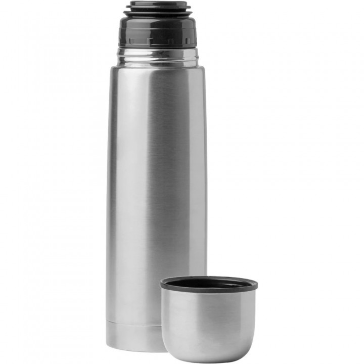 500 ml Gümüş Metal Termos – Deri Taşıma Çantalı Lazer Baskılı Promosyon Termos